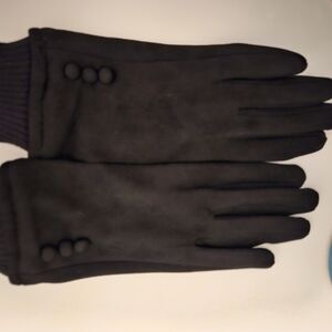 Black Classic Button Detail Gloves